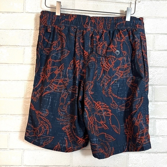 St Johns Bay Men's Lobster & Crabs Swim Trunks Navy Blue Board Shorts Medium - Picture 4 of 4